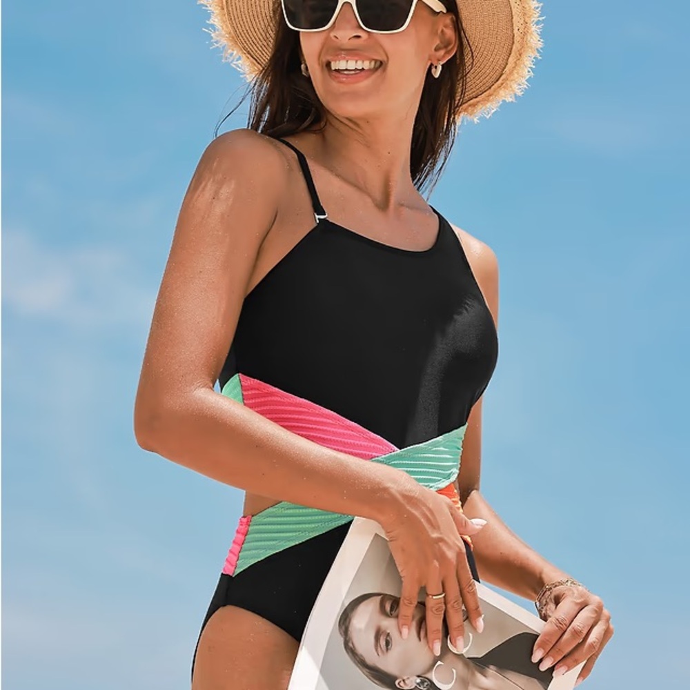 Vivid Splash Colorblock Monokini Swimsuit